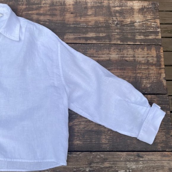 Zara white linen blouse size L - Picture 3 of 4